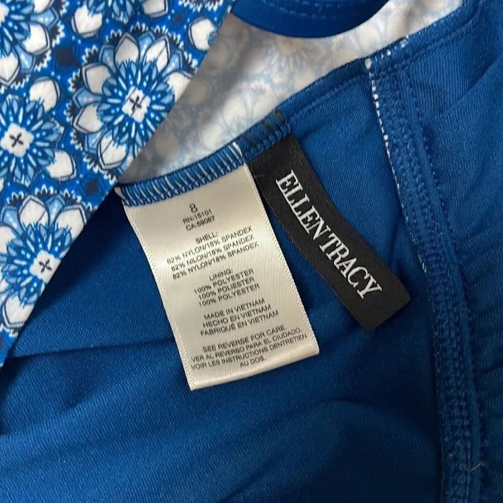 Ellen Tracy Blue Patterned Tankini Size 8 - Picture 6 of 14